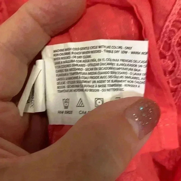 Erika 100% cotton, salmon pink, button down,3/4  sleeve embellished tunic - Picture 9 of 12